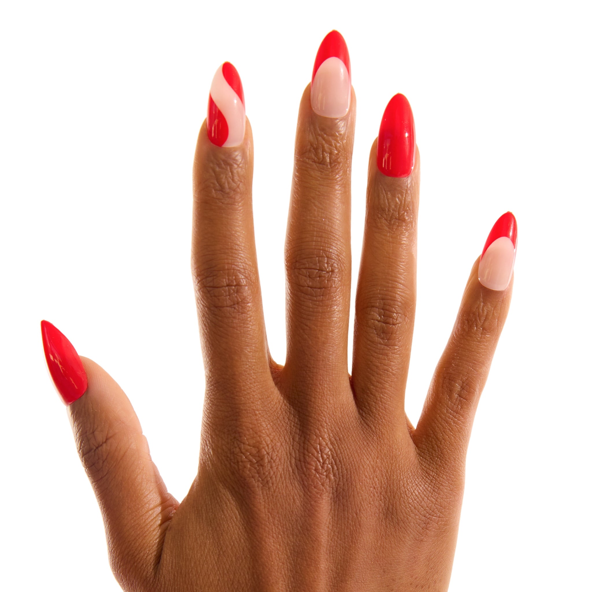 paintlab-scarlet-swirl-almond-press-on-nails-abstract-red-swirl-art-reusable-bol image 2