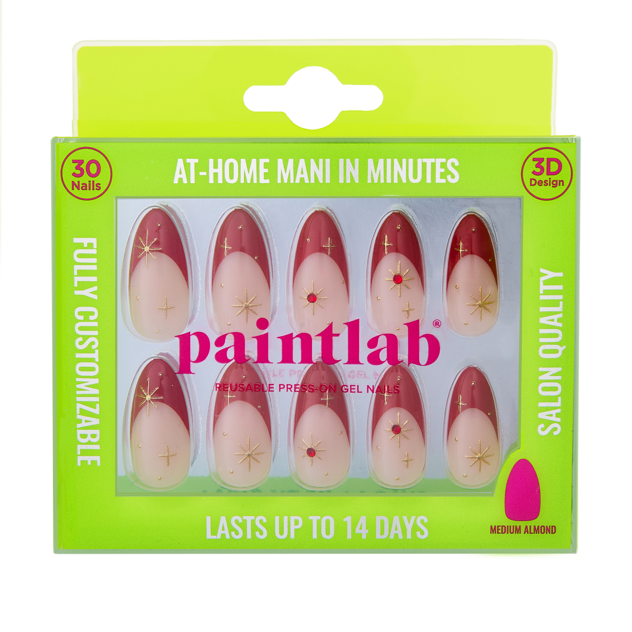 paintlab-red-celestial-almond-press-on-nails image 1