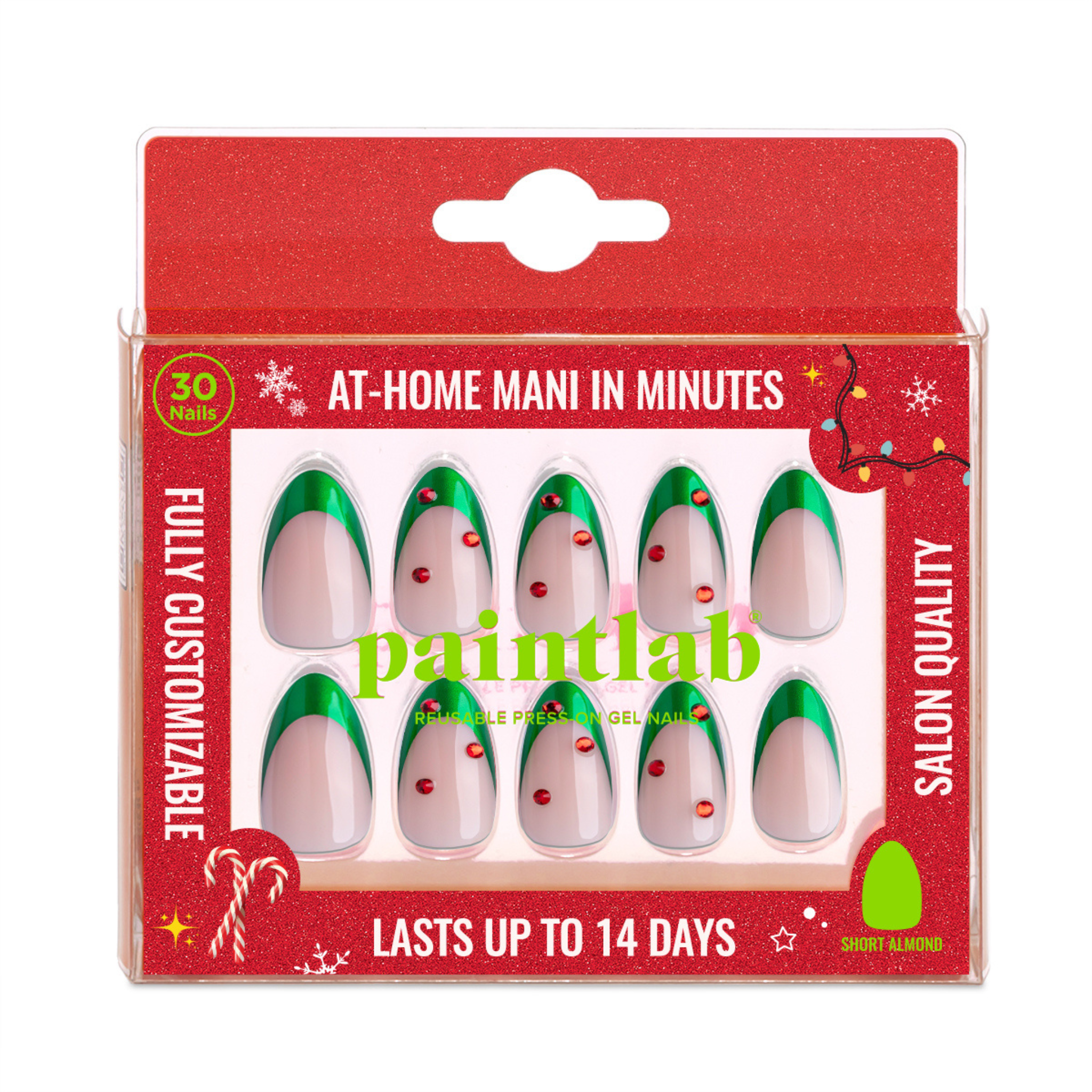 paintlab-mistletoe-short-almond-press-on-nails-festive-christmas-design image 1