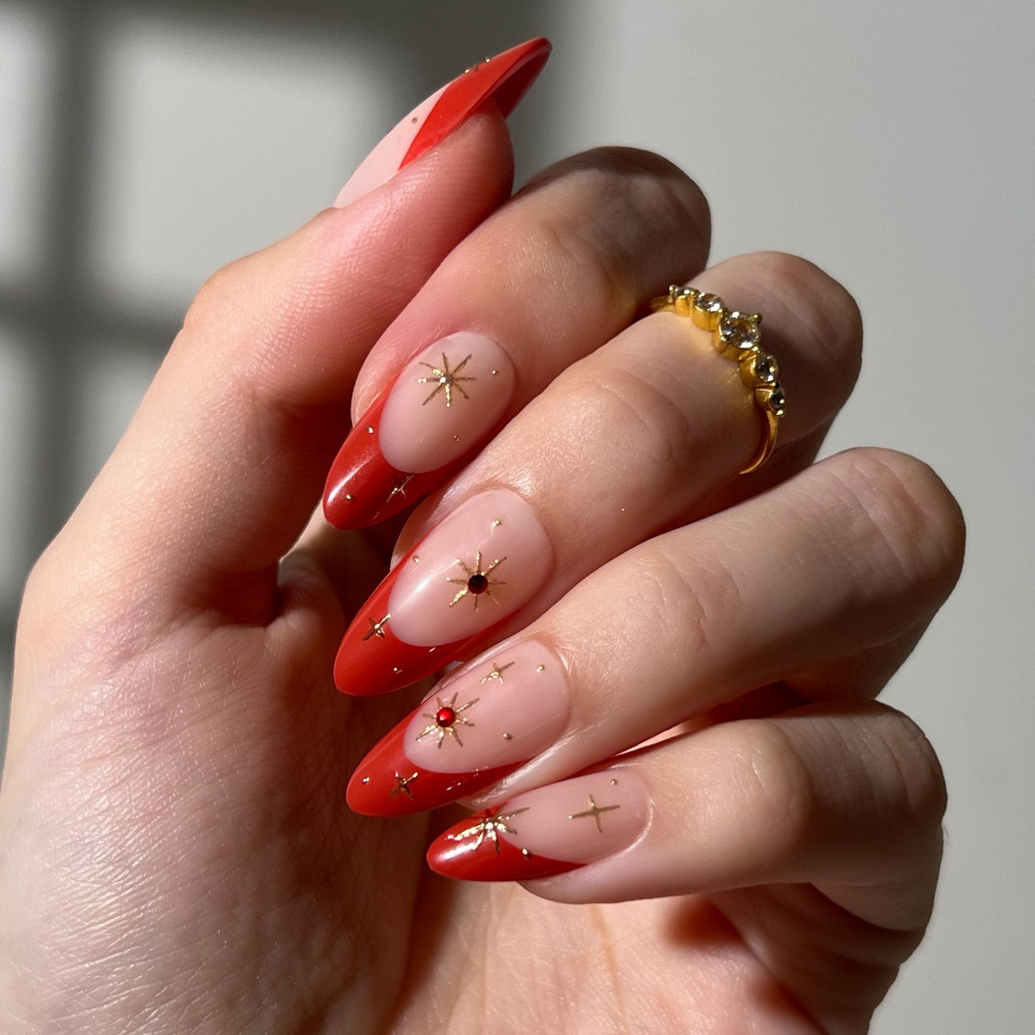 paintlab-red-celestial-almond-press-on-nails image 4