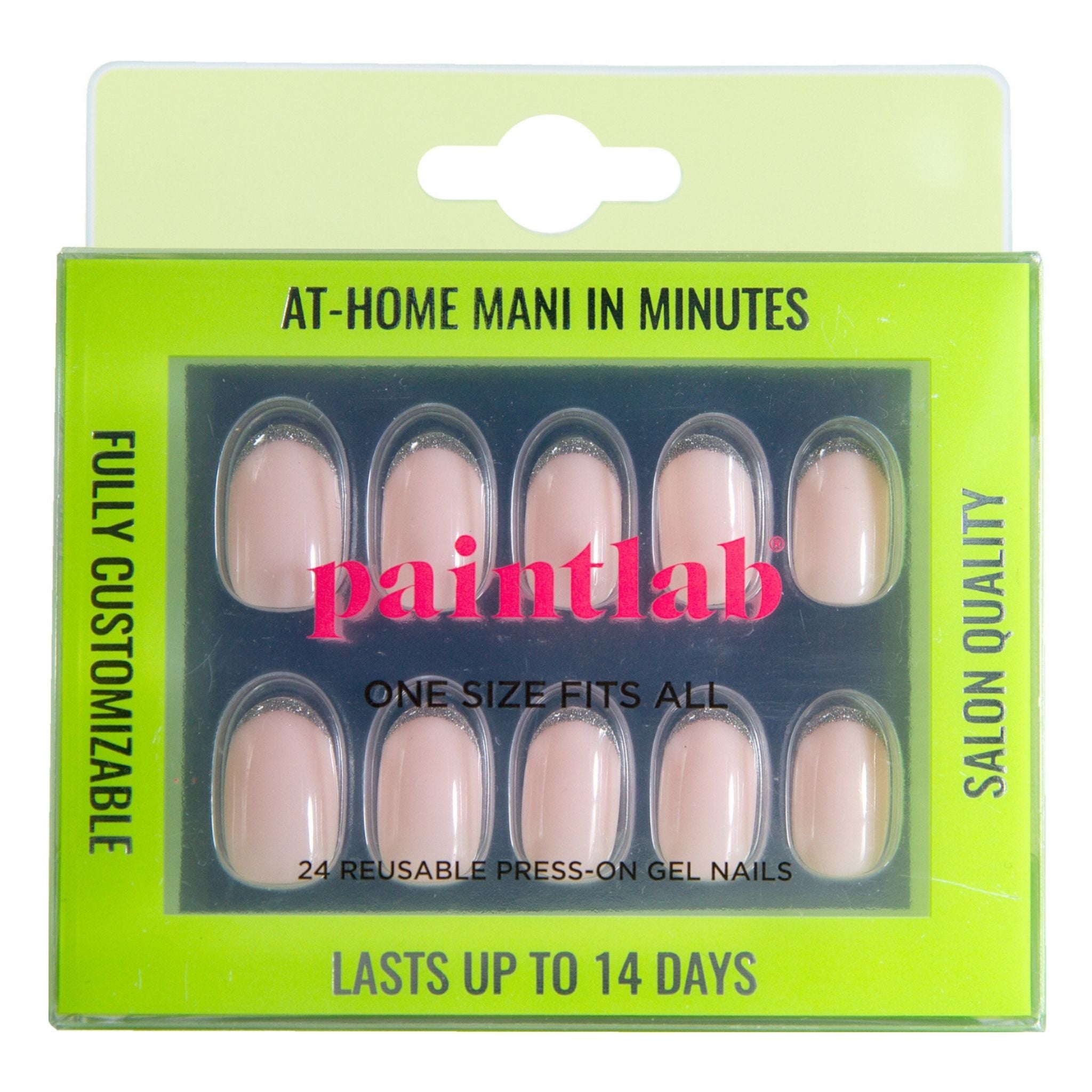 paintlab-silver-glitter-tips-oval-press-on-nails-shimmering-french-tips-party-re image 1
