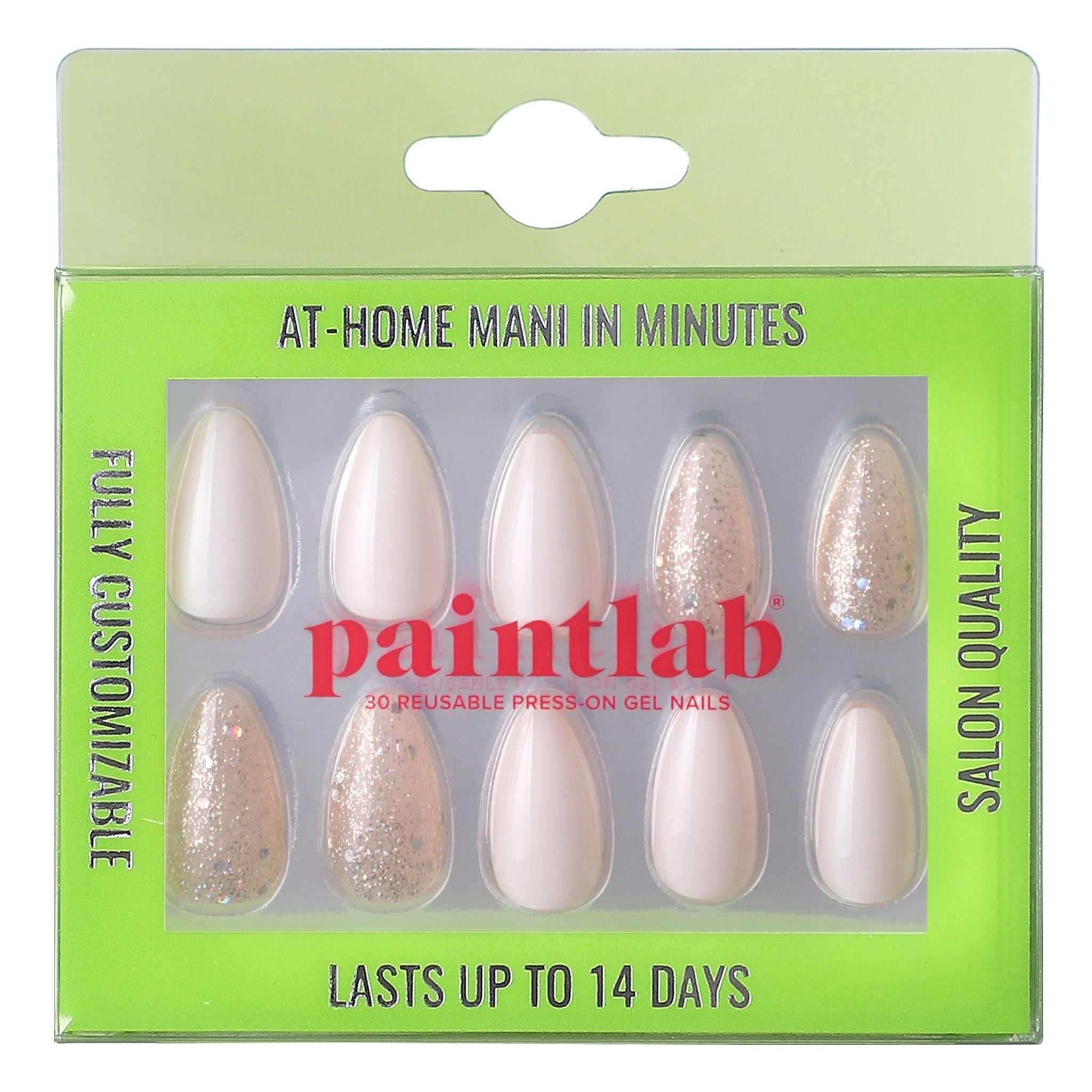 paintlab-sparkling-dreams-short-almond-press-on-nails-glitter-bridal-set image 1