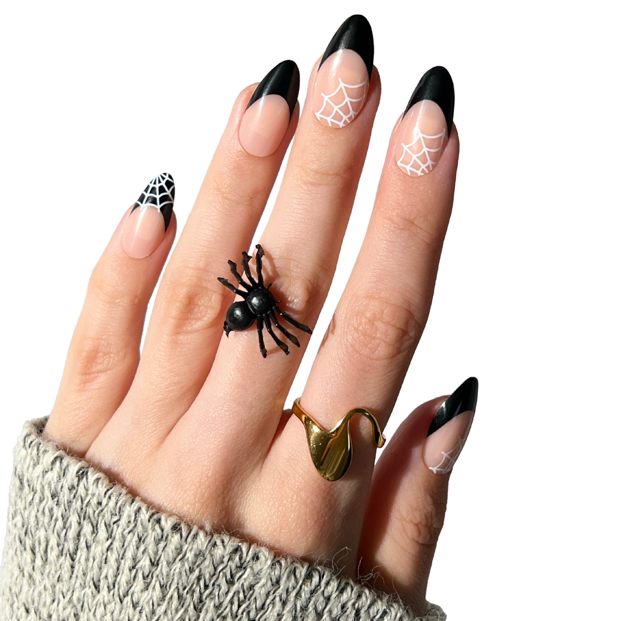 paintlab-spooky-spider-halloween-almond-press-on-nails image 2