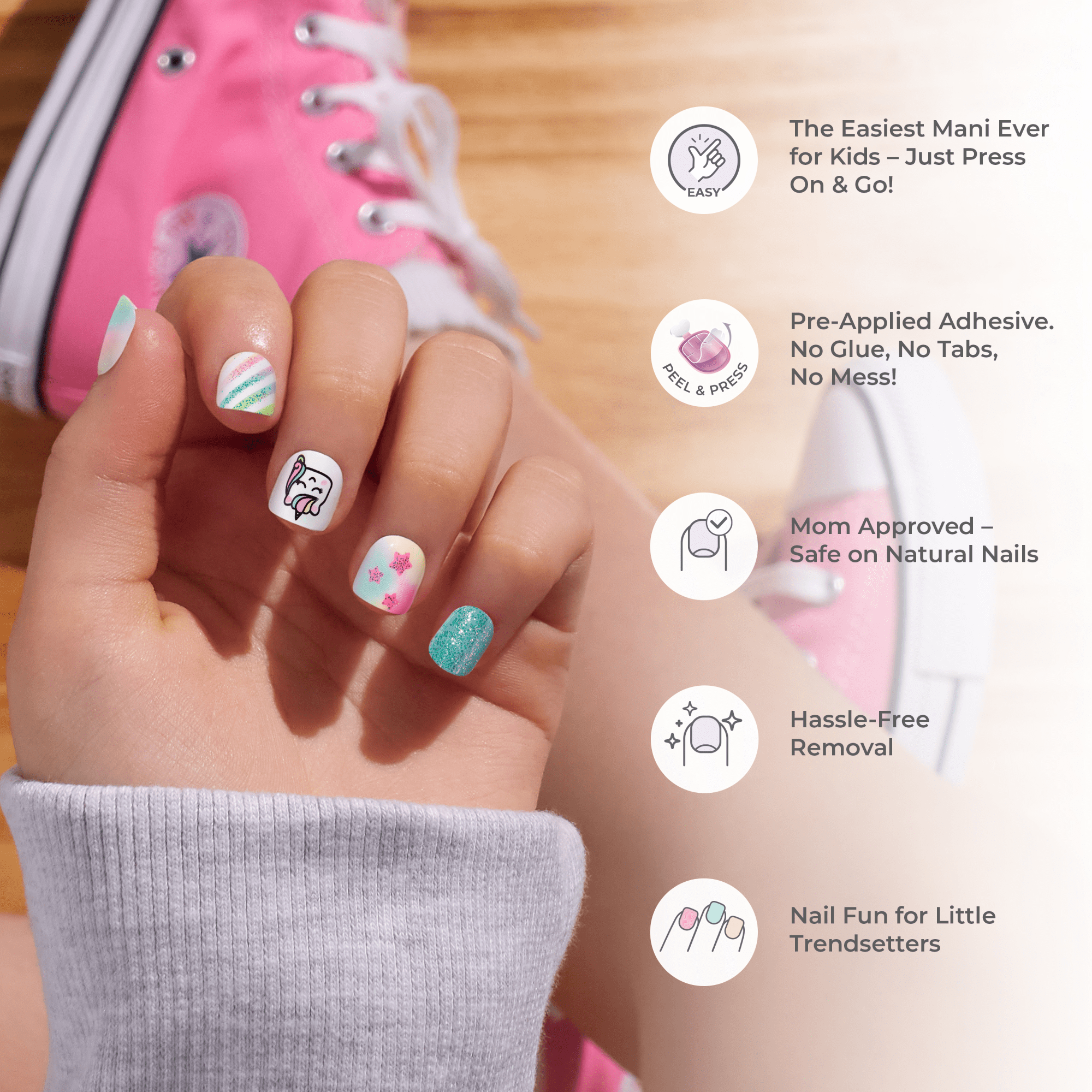 impress-kids-no-glue-press-on-nails-berry-best-multicolor-short-squoval-20-count image 8