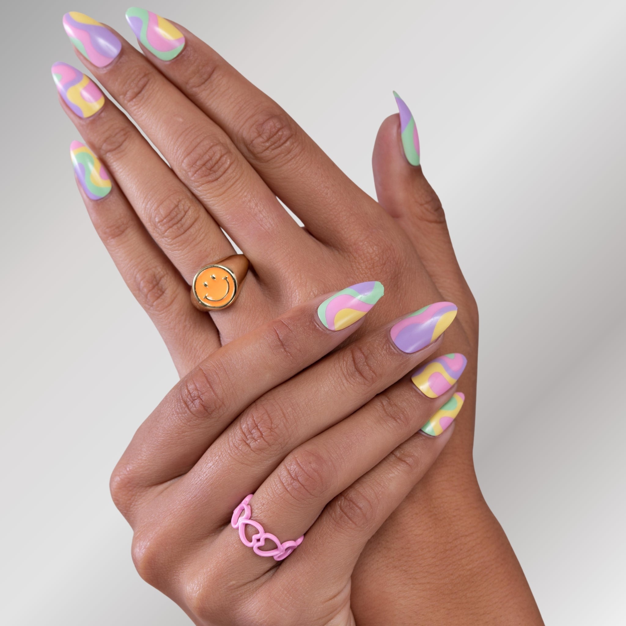 paintlab-swirly-tye-dye-almond-press-on-nails-psychedelic-art-nails image 4