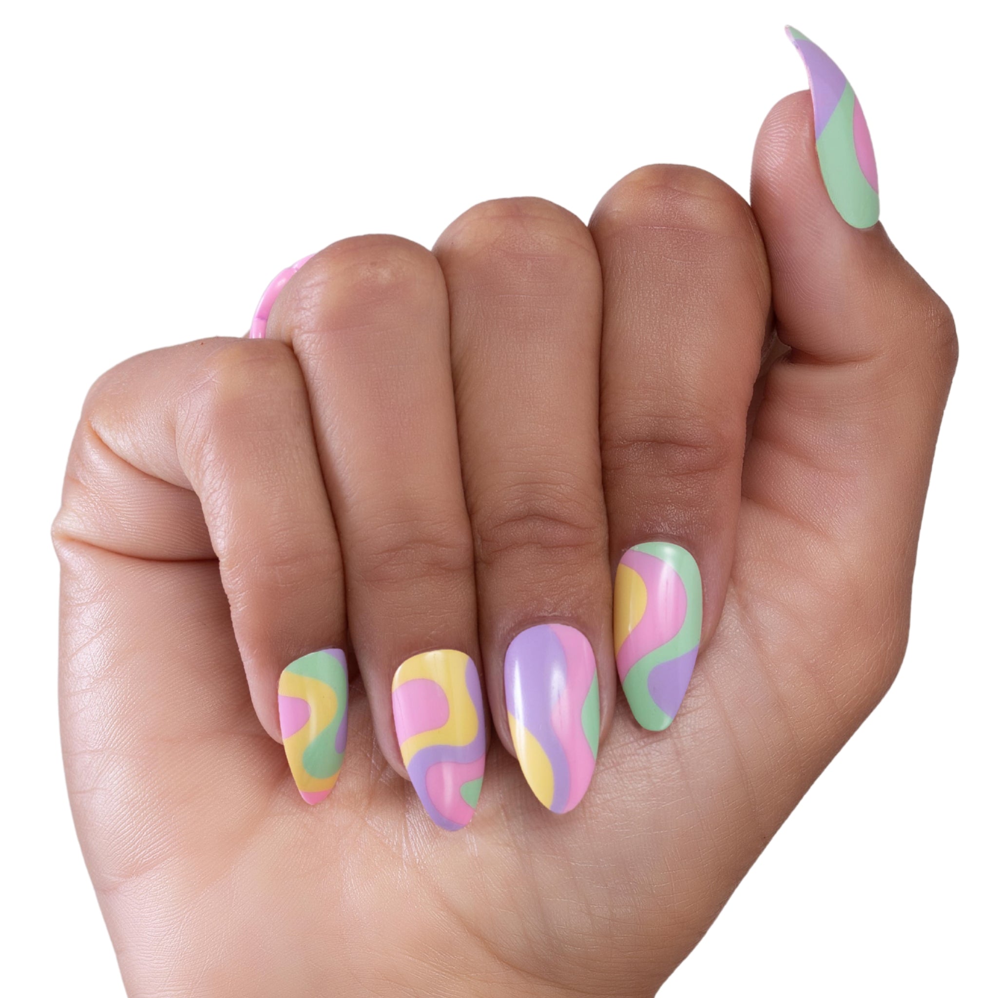 paintlab-swirly-tye-dye-almond-press-on-nails-psychedelic-art-nails image 2