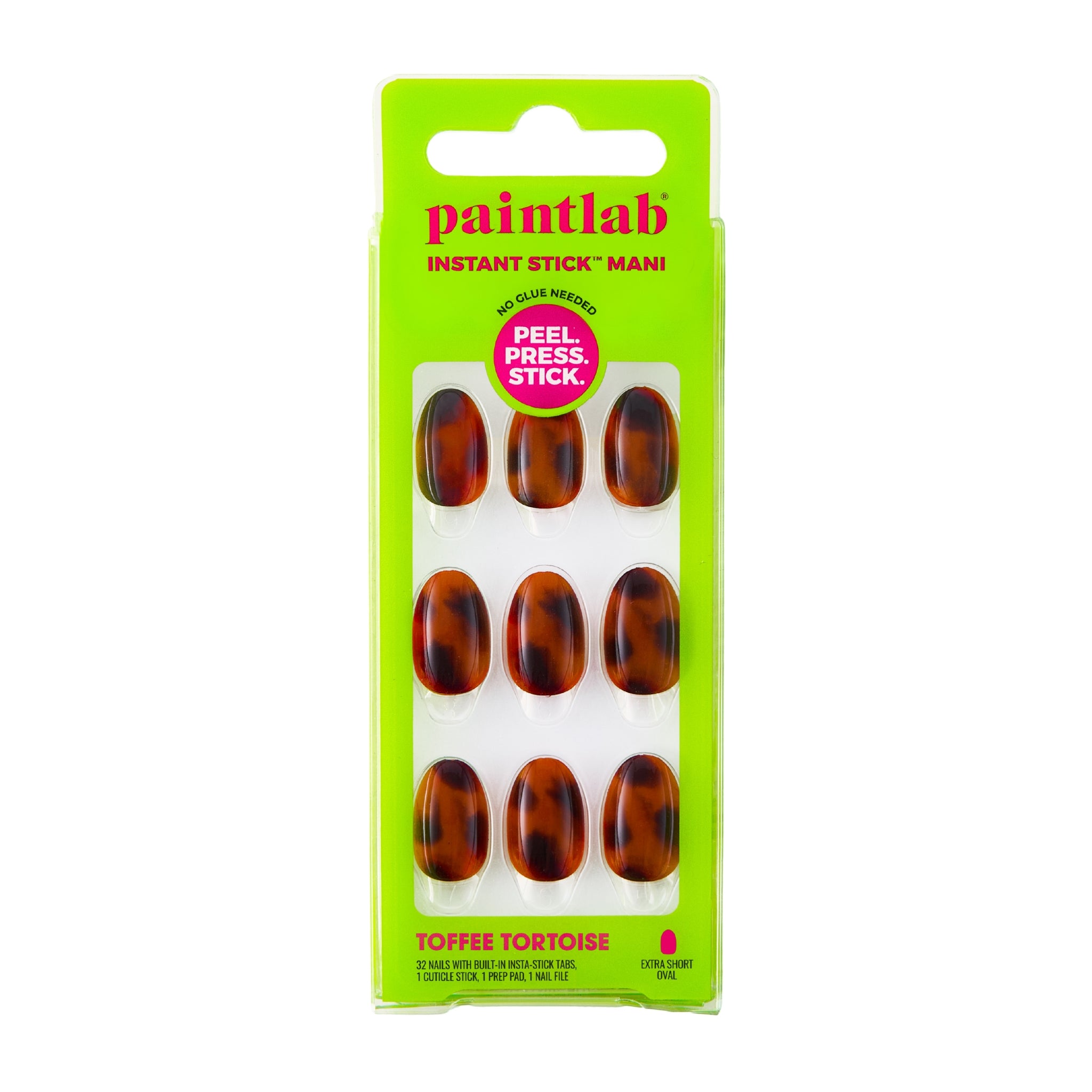 paintlab-toffee-tortoise-instant-stick-mani-extra-short-oval-press-on-nails-ambe image 1