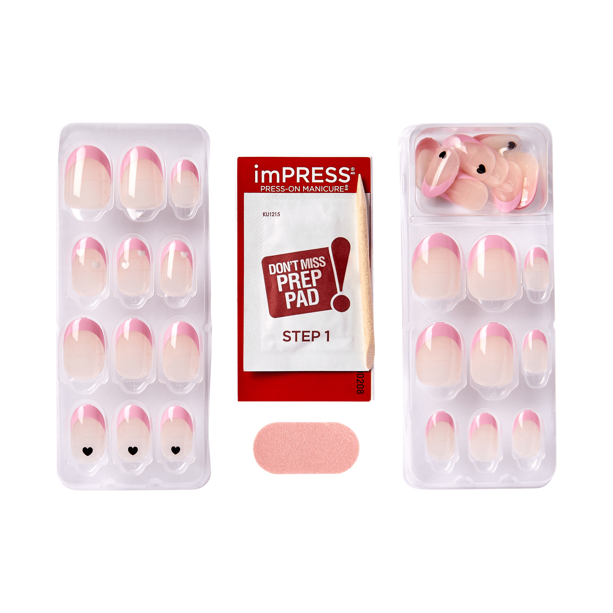 impress-french-no-glue-press-on-nails-ditto-pink-french-tips-short-oval-30-nails image 4