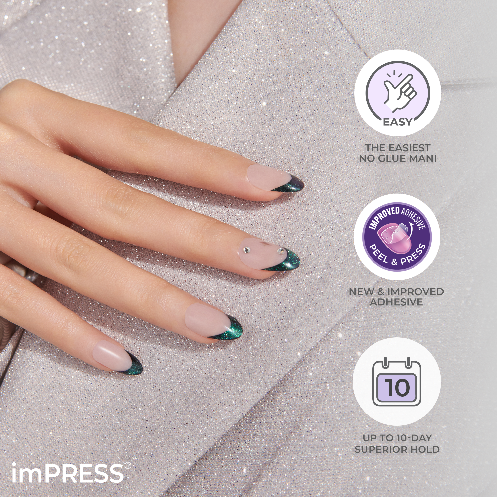 impress-premium-memory-lane-no-glue-press-on-nails-french-design-metallic-silver image 8