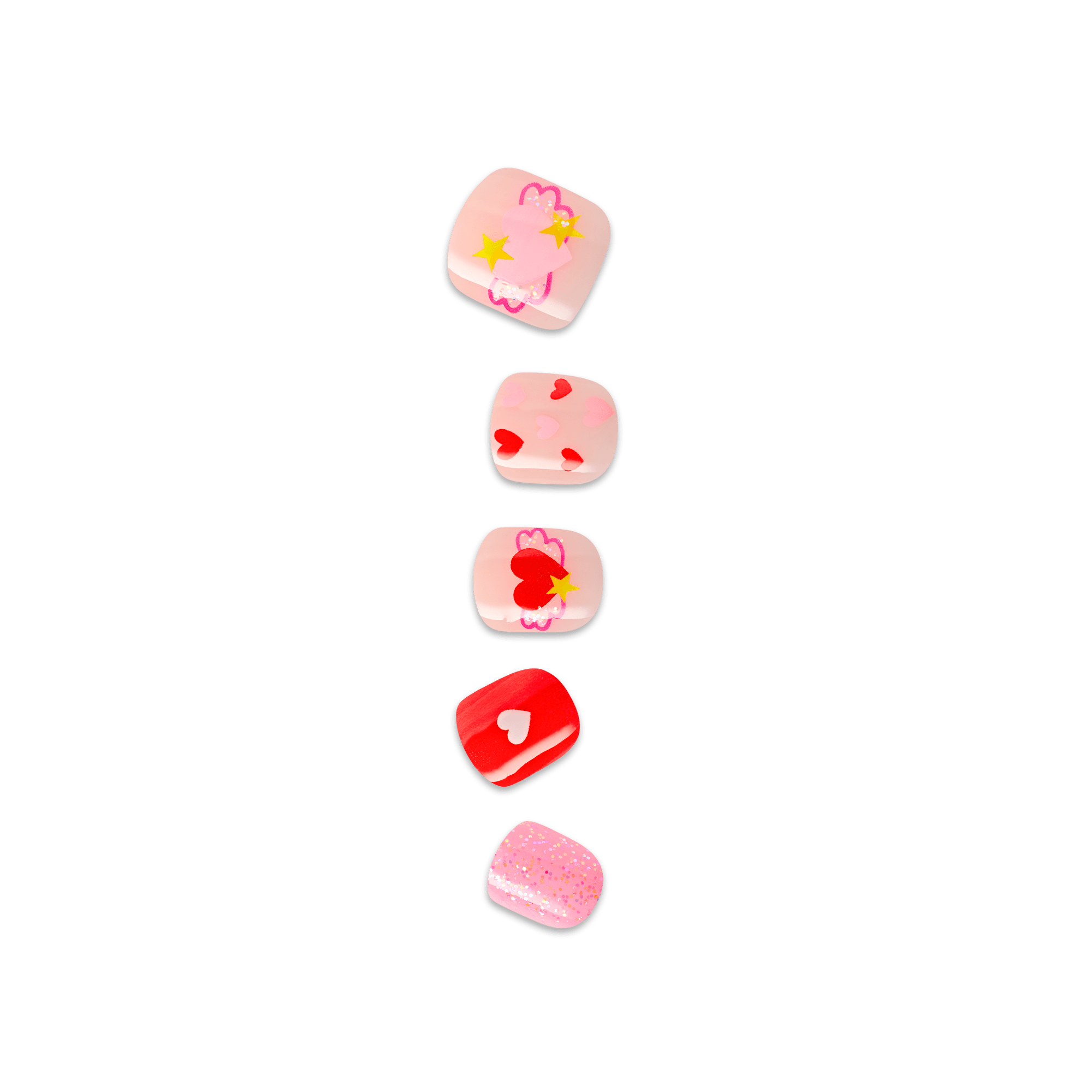 impress-kids-your-smile-press-on-nails-no-glue-multicolor-hearts-squoval-20-coun image 1