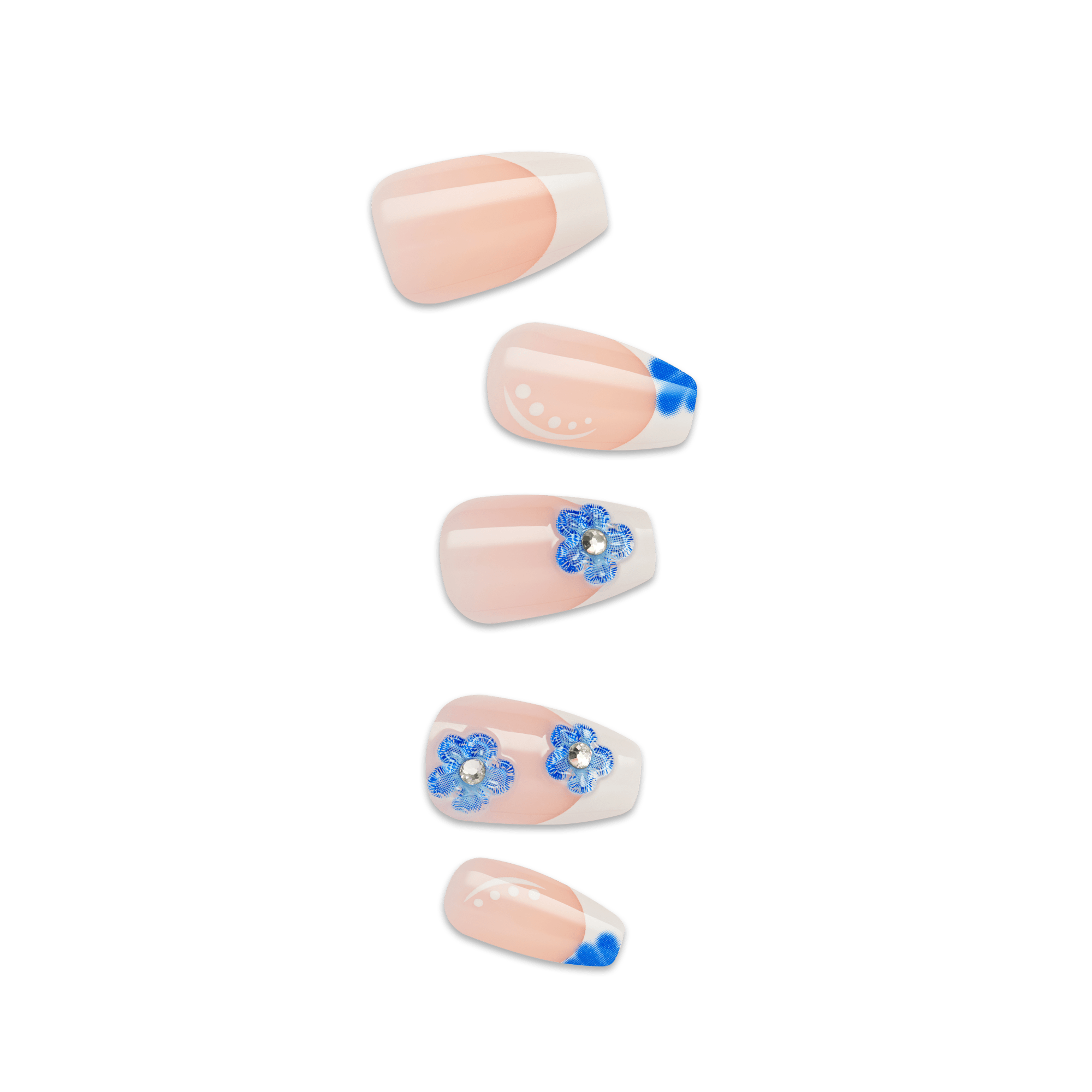impress-design-pure-ray-press-on-nails-3d-jewel-french-blue-white-medium-coffin- image 1