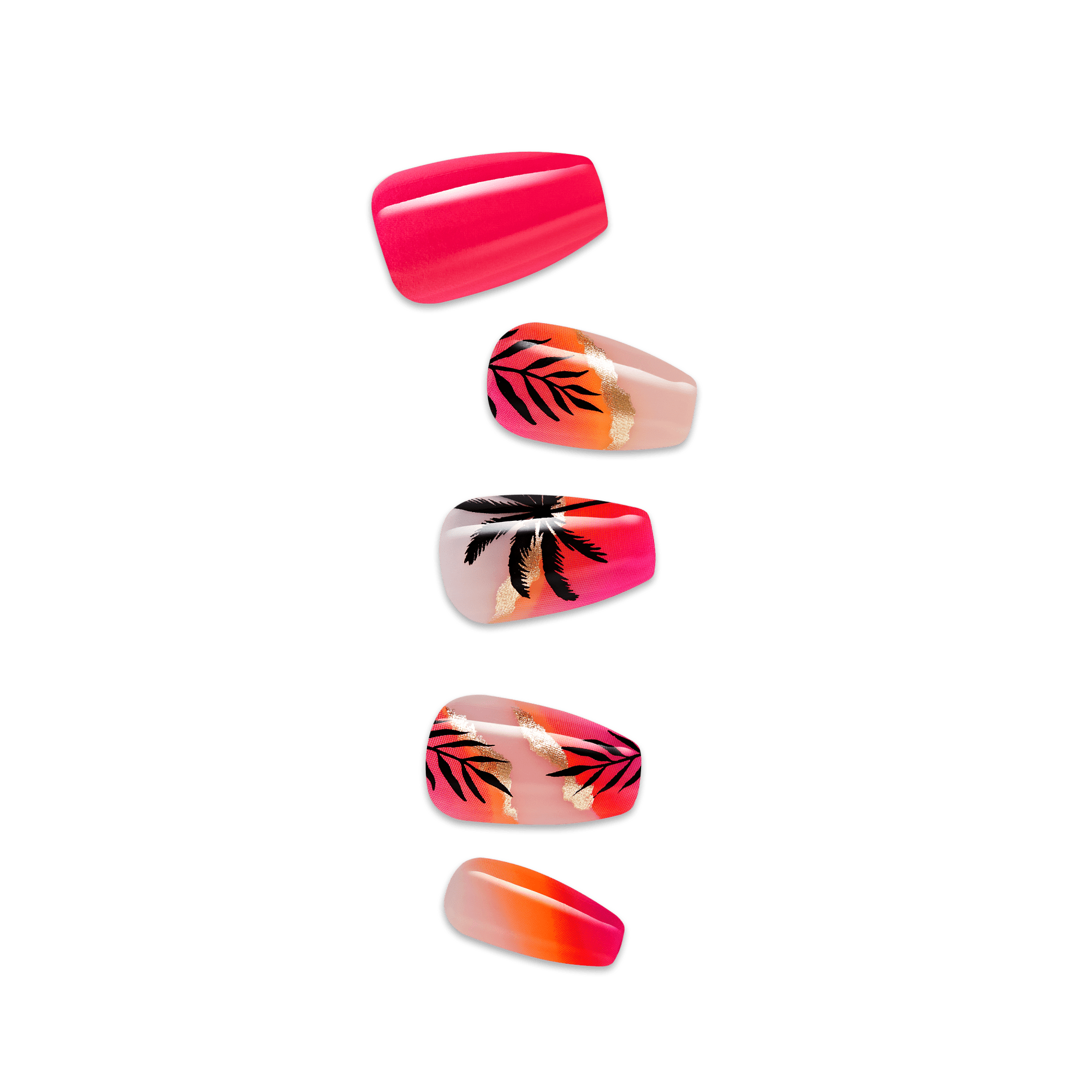 impress-sol-press-on-nails-tropical-multicolor-design-coffin-medium image 1