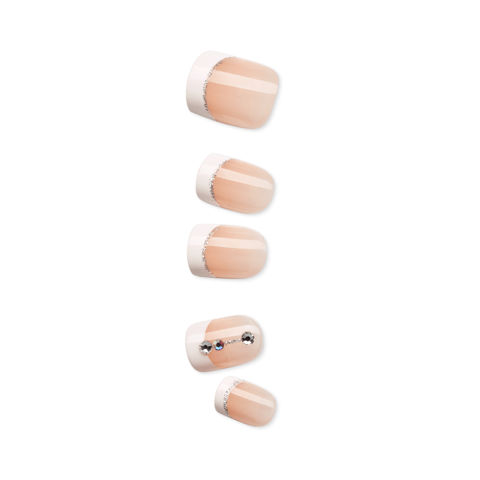 impress-falling-no-glue-press-on-nails-white-french-3d-jewel-short-squoval-30-co image 1